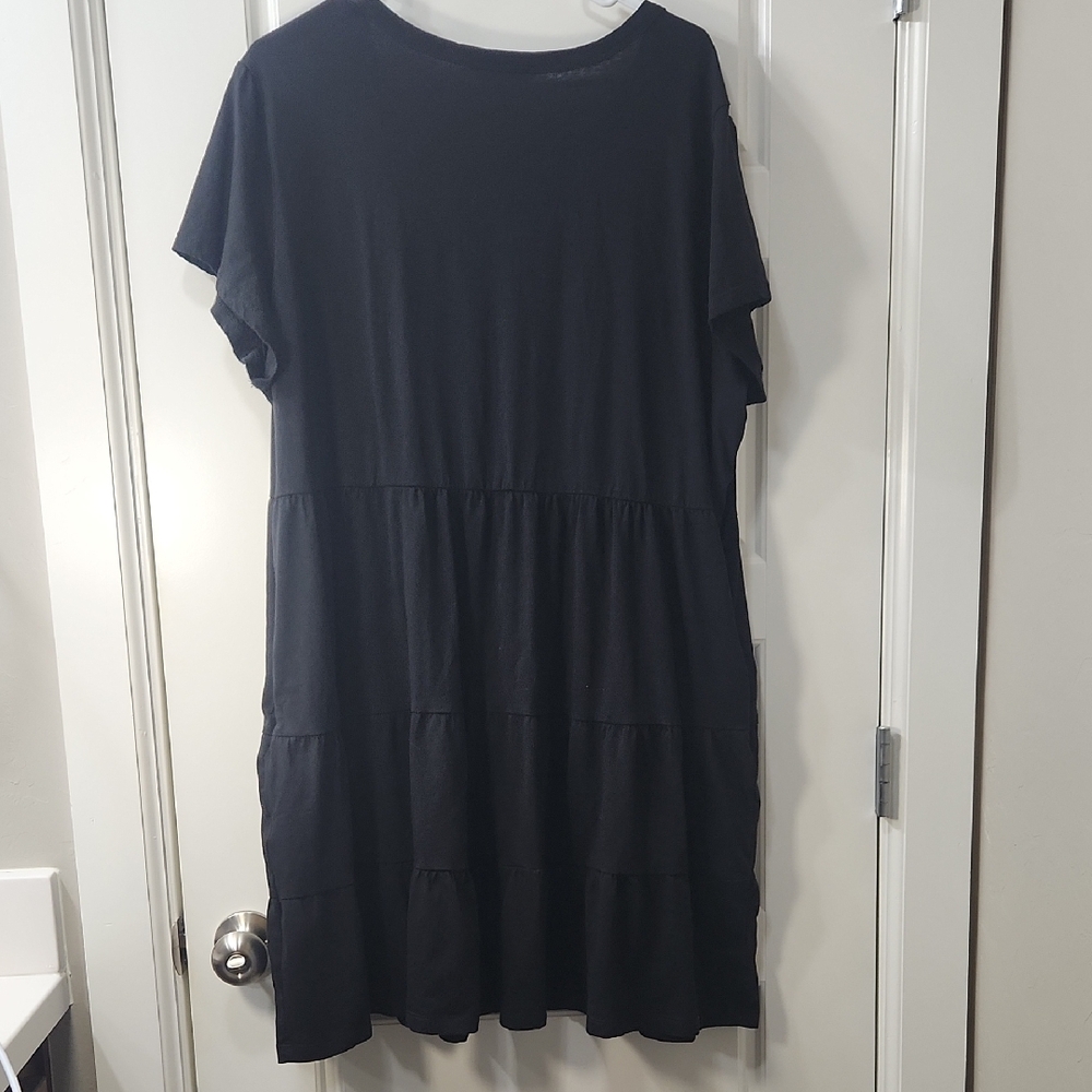 Time and Tru Black Tiered Cotton Dress 3X - Picture 4 of 5